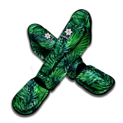 Watercolor Tropical Leaves Pattern Print Muay Thai Shin Guard