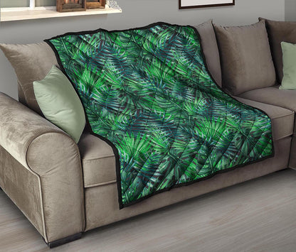 Watercolor Tropical Leaves Pattern Print Quilt