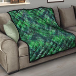 Watercolor Tropical Leaves Pattern Print Quilt