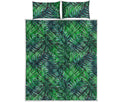 Watercolor Tropical Leaves Pattern Print Quilt Bed Set