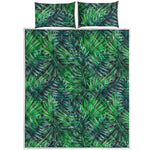 Watercolor Tropical Leaves Pattern Print Quilt Bed Set