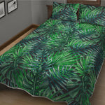 Watercolor Tropical Leaves Pattern Print Quilt Bed Set