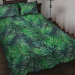 Watercolor Tropical Leaves Pattern Print Quilt Bed Set