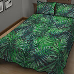 Watercolor Tropical Leaves Pattern Print Quilt Bed Set