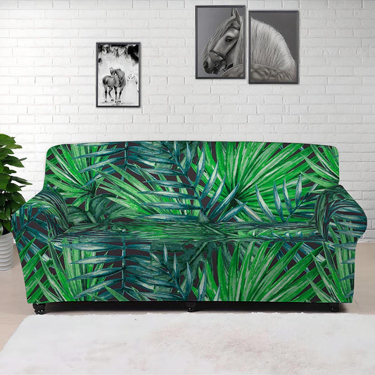 Watercolor Tropical Leaves Pattern Print Sofa Cover