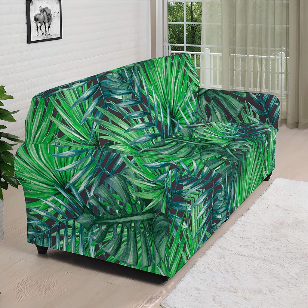 Watercolor Tropical Leaves Pattern Print Sofa Cover