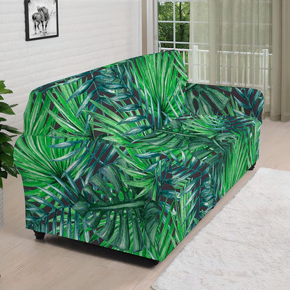 Watercolor Tropical Leaves Pattern Print Sofa Cover