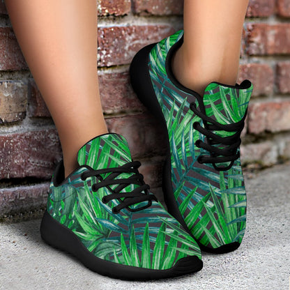 Watercolor Tropical Leaves Pattern Print Sport Shoes GearFrost