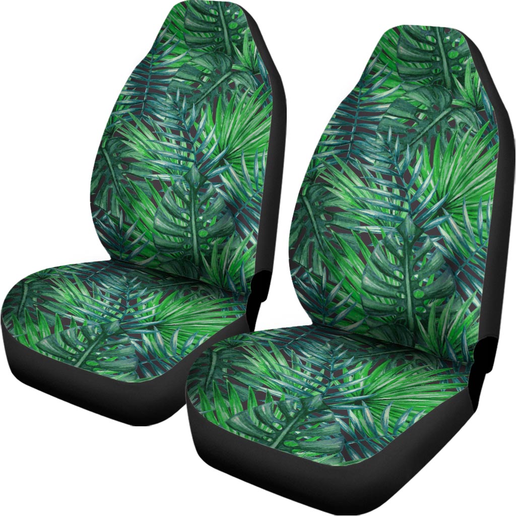 Watercolor Tropical Leaves Pattern Print Universal Fit Car Seat Covers