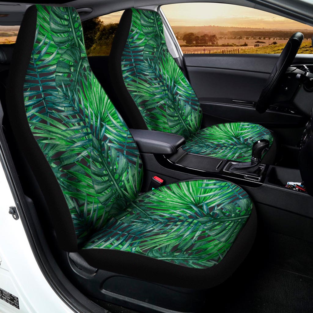 Watercolor Tropical Leaves Pattern Print Universal Fit Car Seat Covers