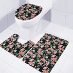 Watercolor Tropical Lily Pattern Print 3 Piece Bath Mat Set