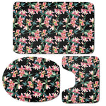 Watercolor Tropical Lily Pattern Print 3 Piece Bath Mat Set