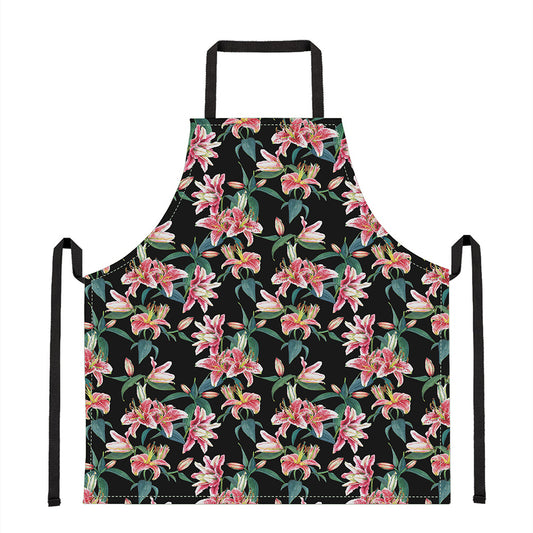 Watercolor Tropical Lily Pattern Print Apron