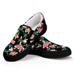 Watercolor Tropical Lily Pattern Print Black Slip On Shoes