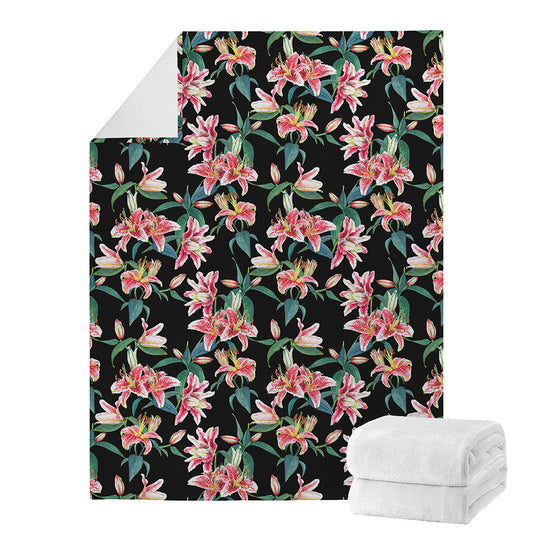 Watercolor Tropical Lily Pattern Print Blanket