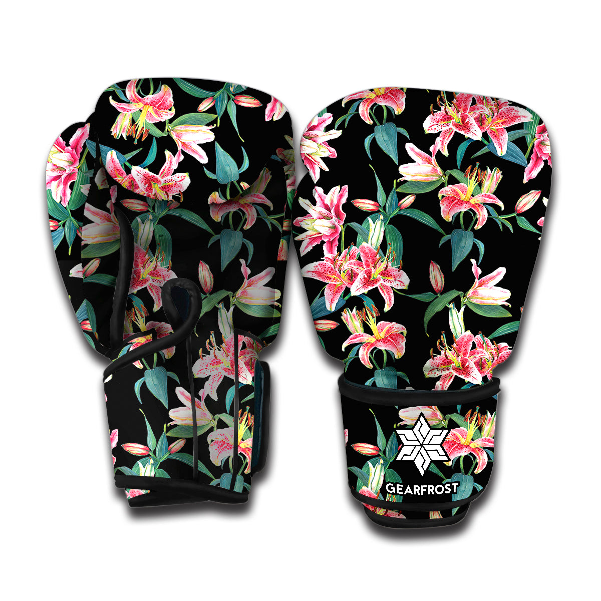 Watercolor Tropical Lily Pattern Print Boxing Gloves