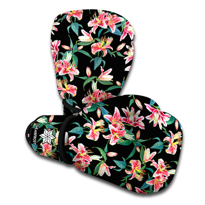 Watercolor Tropical Lily Pattern Print Boxing Gloves
