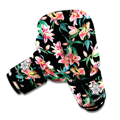 Watercolor Tropical Lily Pattern Print Boxing Gloves