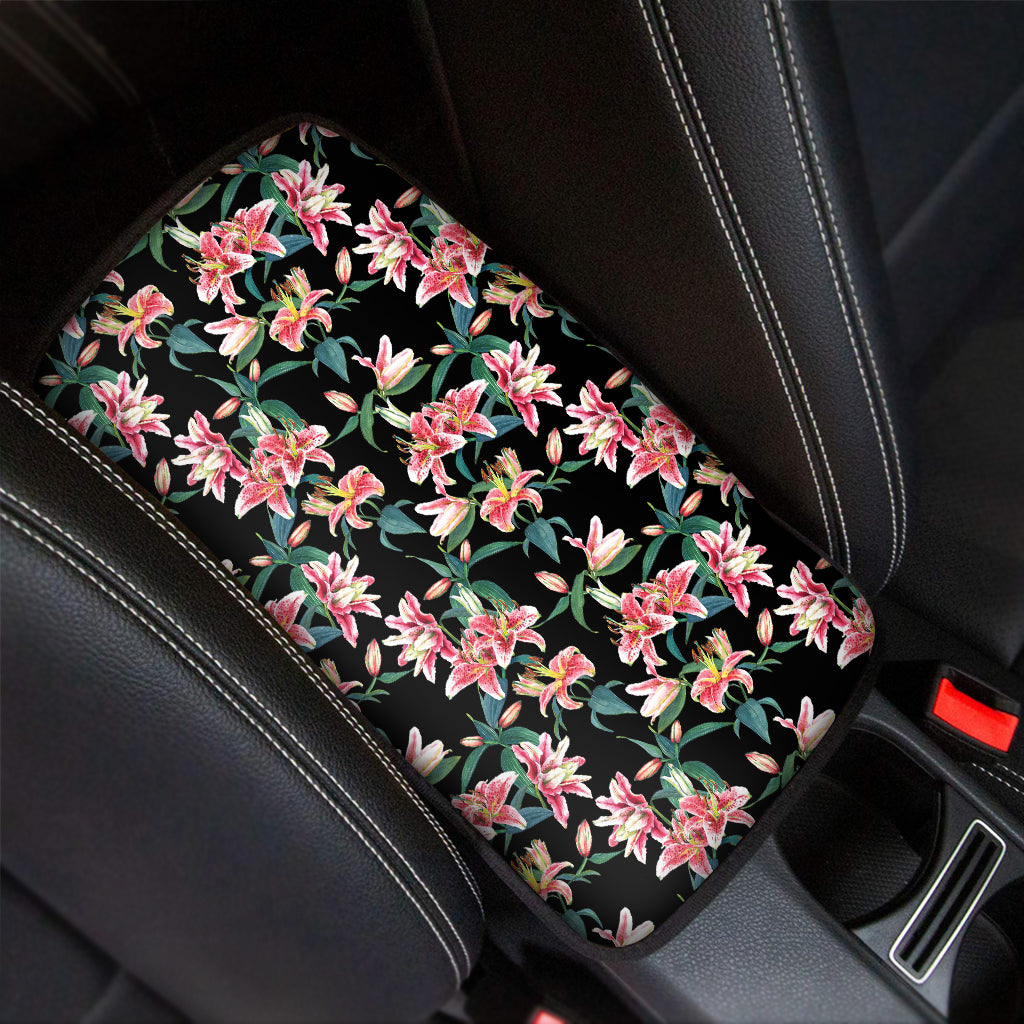 Watercolor Tropical Lily Pattern Print Car Center Console Cover