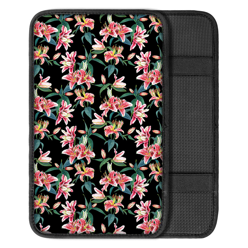 Watercolor Tropical Lily Pattern Print Car Center Console Cover