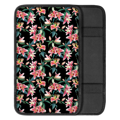 Watercolor Tropical Lily Pattern Print Car Center Console Cover