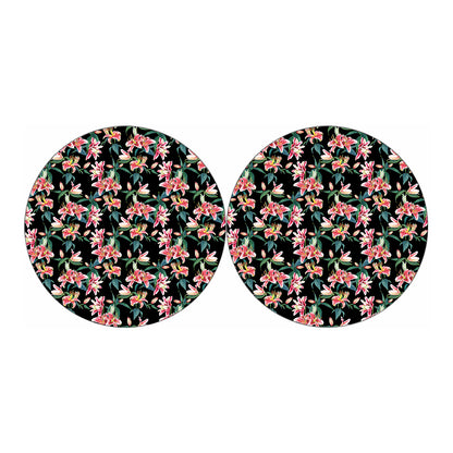 Watercolor Tropical Lily Pattern Print Car Coasters