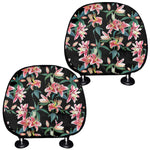 Watercolor Tropical Lily Pattern Print Car Headrest Covers