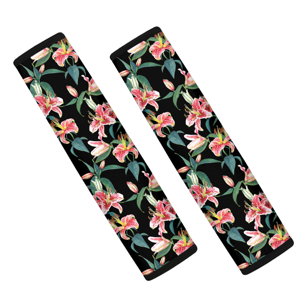 Watercolor Tropical Lily Pattern Print Car Seat Belt Covers