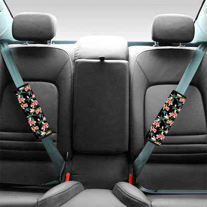 Watercolor Tropical Lily Pattern Print Car Seat Belt Covers