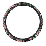Watercolor Tropical Lily Pattern Print Car Steering Wheel Cover