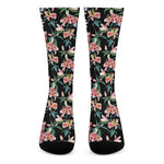 Watercolor Tropical Lily Pattern Print Crew Socks