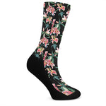 Watercolor Tropical Lily Pattern Print Crew Socks