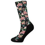 Watercolor Tropical Lily Pattern Print Crew Socks