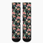 Watercolor Tropical Lily Pattern Print Crew Socks