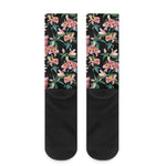 Watercolor Tropical Lily Pattern Print Crew Socks
