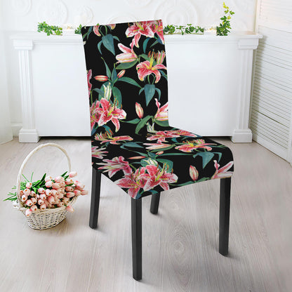 Watercolor Tropical Lily Pattern Print Dining Chair Slipcover