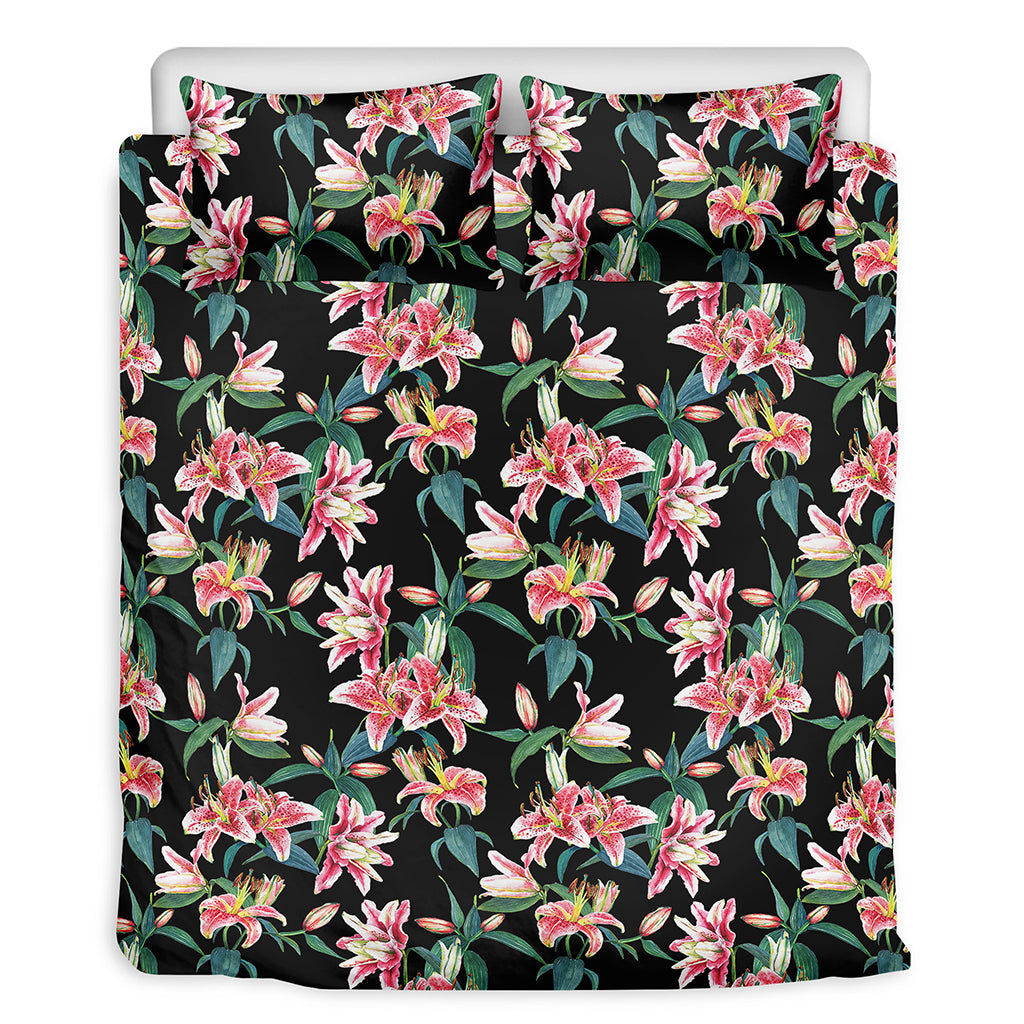 Watercolor Tropical Lily Pattern Print Duvet Cover Bedding Set