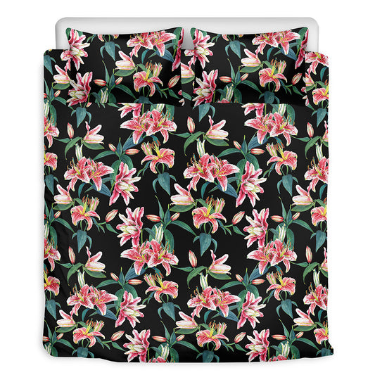 Watercolor Tropical Lily Pattern Print Duvet Cover Bedding Set
