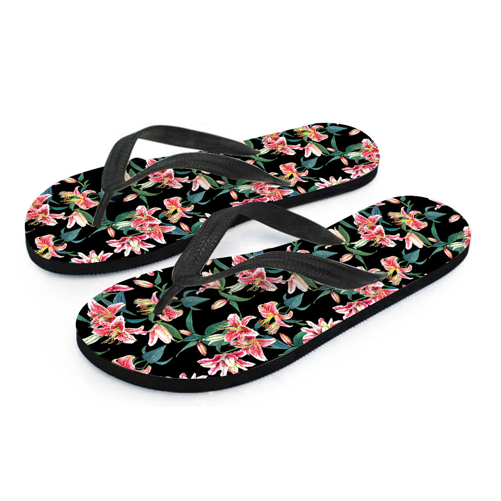 Watercolor Tropical Lily Pattern Print Flip Flops