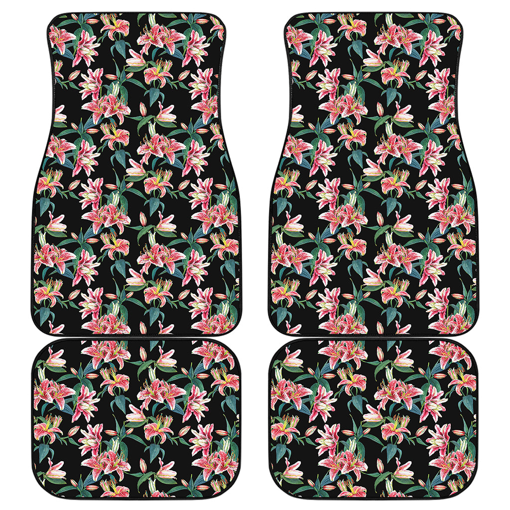 Watercolor Tropical Lily Pattern Print Front and Back Car Floor Mats