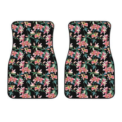 Watercolor Tropical Lily Pattern Print Front Car Floor Mats