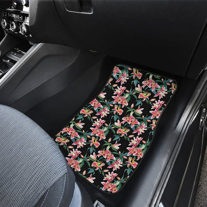 Watercolor Tropical Lily Pattern Print Front Car Floor Mats