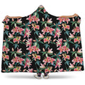 Watercolor Tropical Lily Pattern Print Hooded Blanket
