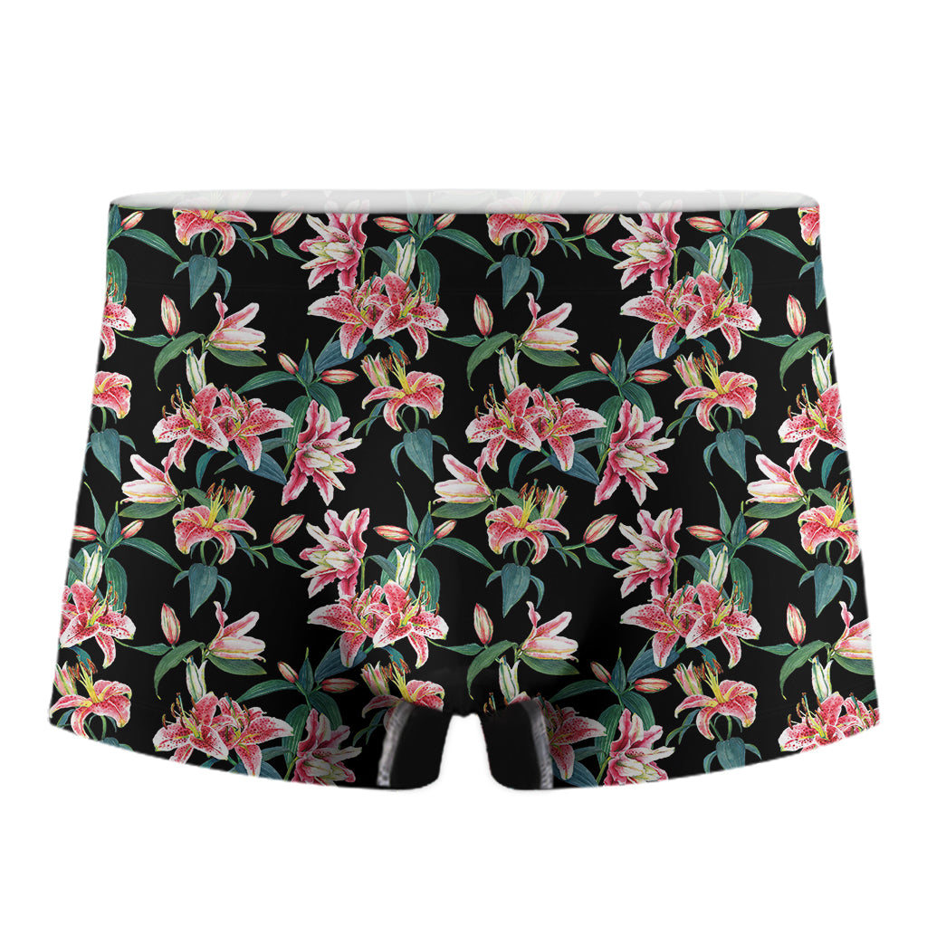 Watercolor Tropical Lily Pattern Print Men's Boxer Briefs