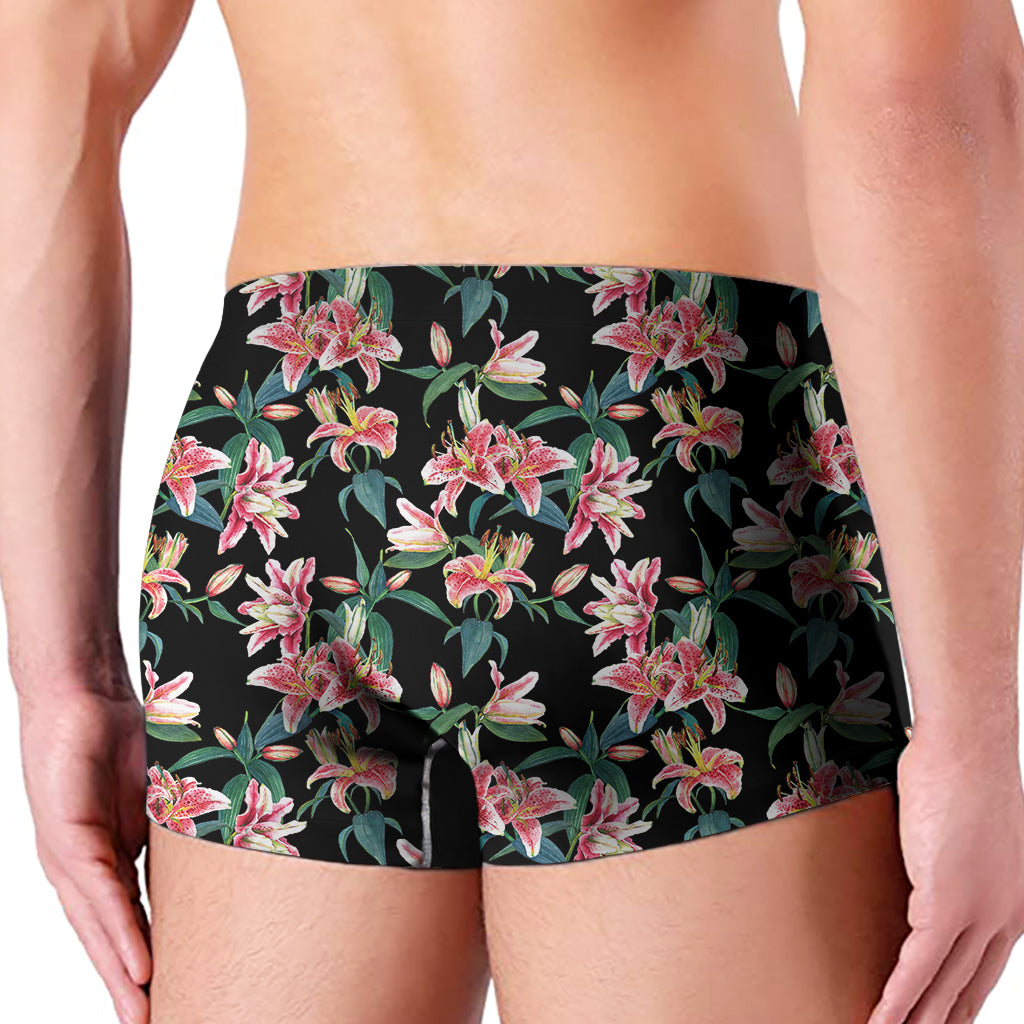 Watercolor Tropical Lily Pattern Print Men's Boxer Briefs