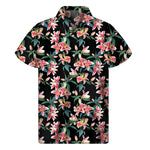 Watercolor Tropical Lily Pattern Print Men's Short Sleeve Shirt
