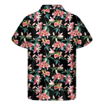 Watercolor Tropical Lily Pattern Print Men's Short Sleeve Shirt