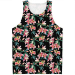Watercolor Tropical Lily Pattern Print Men's Tank Top