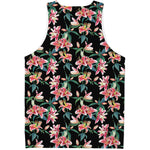 Watercolor Tropical Lily Pattern Print Men's Tank Top