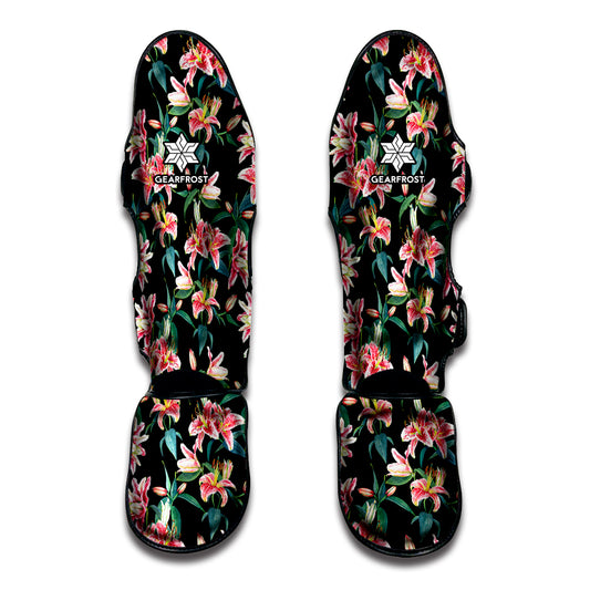Watercolor Tropical Lily Pattern Print Muay Thai Shin Guard